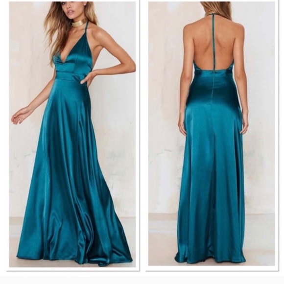 green maxi slip dress